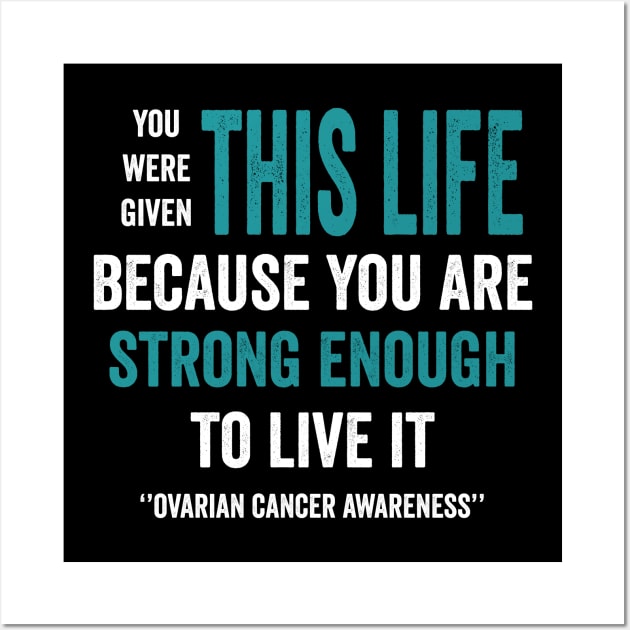 ovarian cancer teal ribbon awareness month - ovarian cancer gifts Wall Art by Merchpasha1